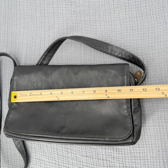 Vtg Stone Mountain Leather Crossbody Bag Black Some Distressing USA Made‎ Purse - Picture 12 of 16